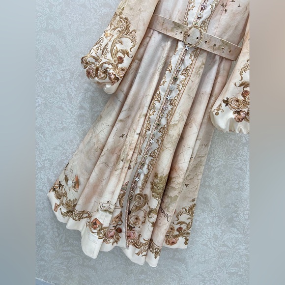 Zimmermann Cream and Gold Long Sleeve Dress - Picture 2 of 8